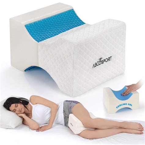 Abco Tech Memory Foam Knee Pillow with Cooling Gel - Knee Wedge Pillow, Leg Pillow for Side ...