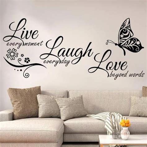 DIY Family Home Wall Stickers Removable Butterfly Letters Art Vinyl Mural for Living Room ...