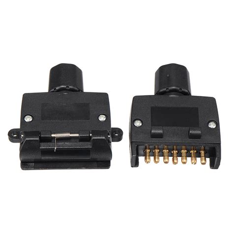 7 pin flat male+7 pin plug flat female trailer connector adapter boat ...