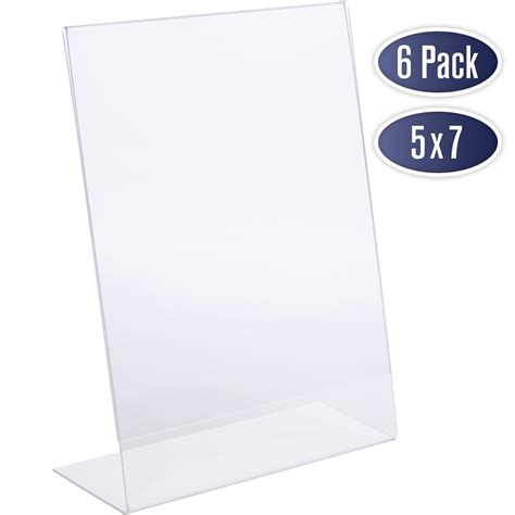 Slant Back Acrylic Sign Holder 5x7 - Clear Picture Frame Stand, 5 x 7 ...