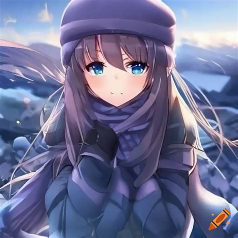 Cute anime girl wearing winter outfit on Craiyon