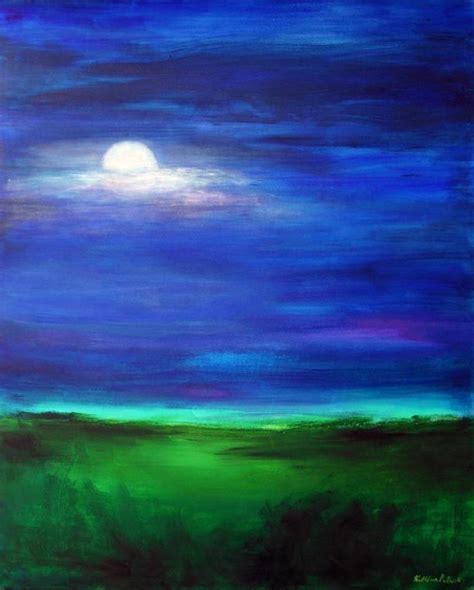 Moonscape painting - Moonlight Landscape Art Print on Canvas - Chicago Skyline Art ...