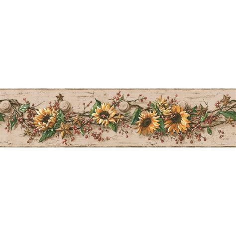 6 in. Sunflower Border, Brown | Sunflower wallpaper, Wallpaper border, Home depot wallpaper