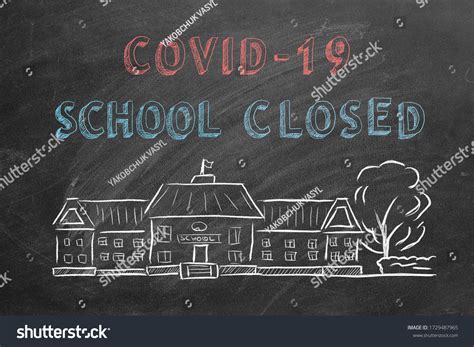 School Building Lettering Covid19 School Closed Stock Illustration ...