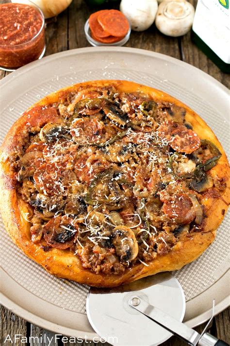 Upside-Down Deep-Dish Skillet Pizza - A Family Feast®