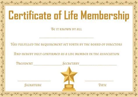 Free Life Membership Certificate Templates | Certificate templates ...