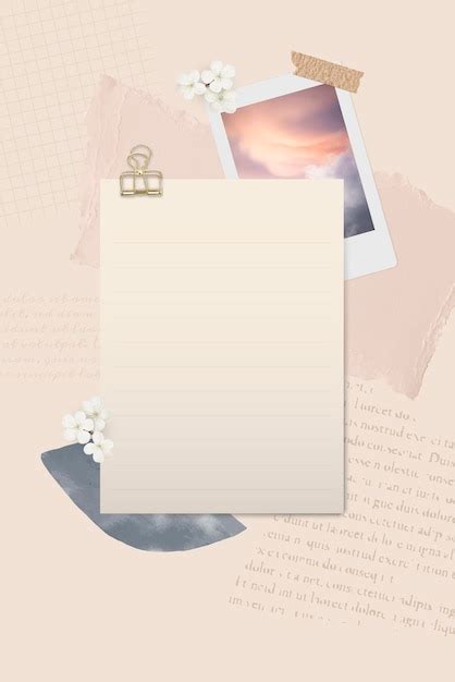 Premium Vector | Cream paper with a gold binder clip journal background ...