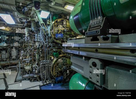 The torpedo room with Mk 48 ADCAP torpedoes, on the nuclear-powered ...