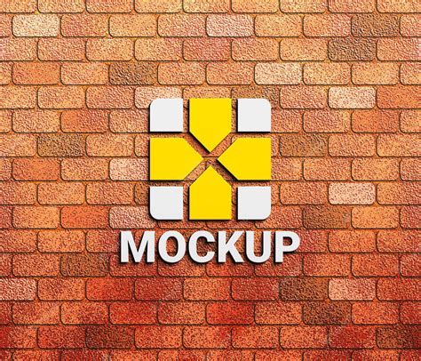 Premium PSD | Logo mockup on brick wall