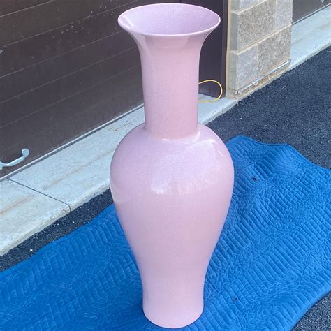 1980’s Vintage Jaru Monumental Pink Crackle Vase For Sale at 1stDibs