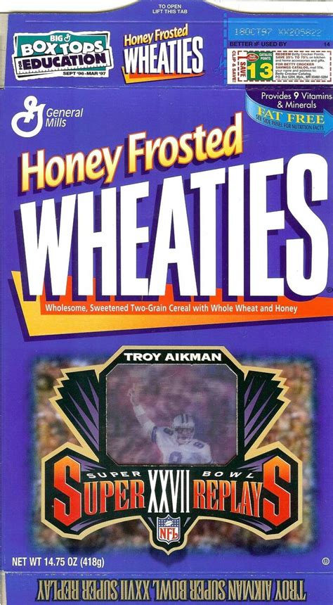 troy aikman wheaties cereal box super bowl XXVII dallas cowboys nfl football 3D - Cereal Boxes