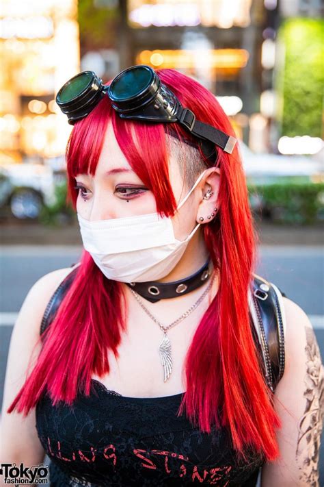 Tokyo Girls Streetwear Styles w/ Colored Hair, Goggles, Tattoos, Rolling Stones Tank Top ...