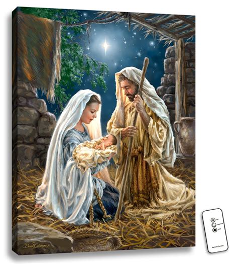 Born in a Manger 18x24 Fully Illuminated LED Wall Art | Christmas nativity scene, Christmas ...