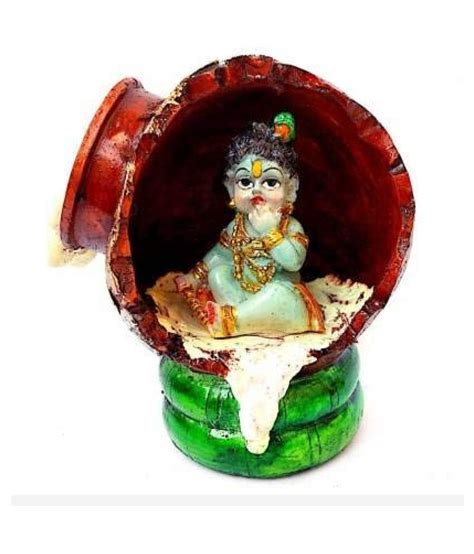 KRISHNAGALLERY1 Krishna Statue With Makhan Matki Eating Makhan For Kanha ji 5 Inch: Buy ...