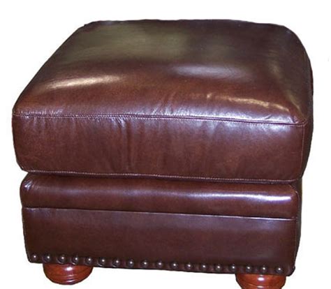 24" x 28" Ottoman genuine full grain leather with cowhide accent and ...