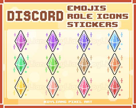 Shining Crystal Role Icons for Discord Server in 8bit Pixel - Etsy