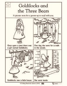 Goldilocks and the Three Bears Worksheet for Pre-K - Kindergarten | Lesson Planet