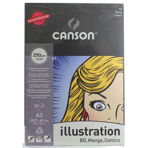 Canson Illustration 250gsm 12 sheet pad BD, Manga, Comics, sketching paper | Canson, Sketch ...