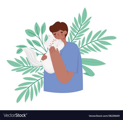 Man with cat Royalty Free Vector Image - VectorStock