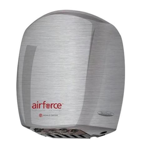 World Dryer J-971A3 Airforce, 110-120V, Aluminum Brushed Chrome, Hi-Speed Energy-Efficient Hand ...