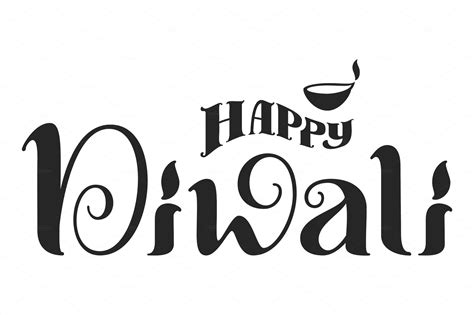 Happy Diwali ornate lettering text | Graphic Objects ~ Creative Market