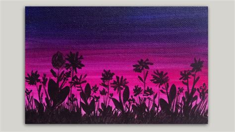 How to Paint Wildflowers with Acrylic Paint / Silhouette Painting Tutorial - YouTube