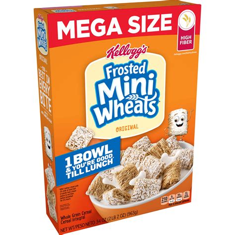 Kellogg's Frosted Mini-Wheats Breakfast Cereal, Original, Mega Size, High Fiber Food, 34oz ...