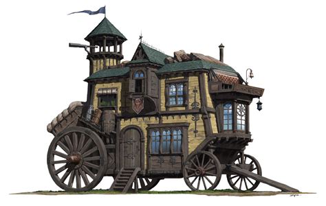 Fantasy House Design: Old Fashioned Wooden Carriage with Tower