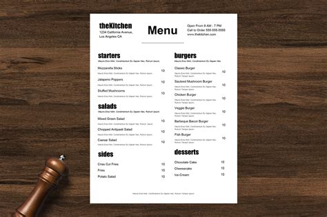 Minimal Food Truck Word Menu Template - 33 - Restaurant Spider