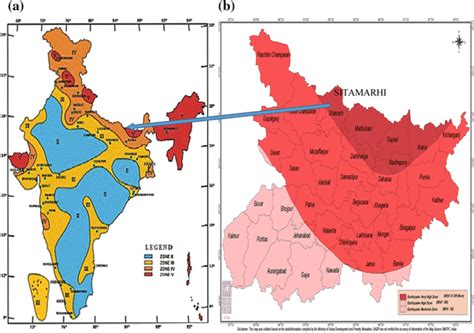 a Map showing Seismic Zones of India (IS 1893-1, 2002). b Seismic Zone ...