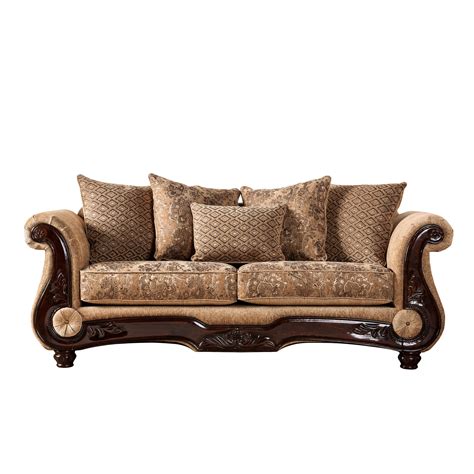 Dennison Traditional Chenille Fabric Sofa, Gold and Bronze - Walmart.com