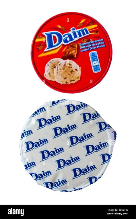 Tub of Daim ice cream icecream - Daim caramel ice cream with milk ...