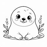 Linda Página Para Colorear De foca Niños  Vector Premium sketch template