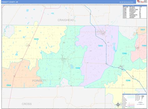 Poinsett County, AR Wall Map Color Cast Style by MarketMAPS - MapSales.com