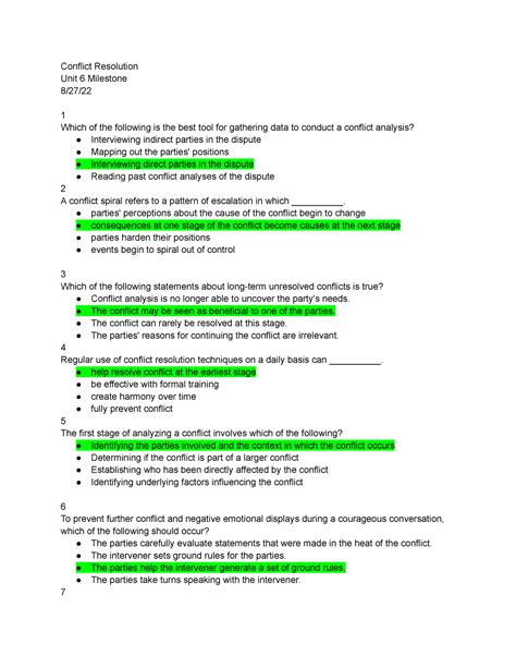 Conflict Resolution Unit 6 Milestone - Conflict Resolution Unit 6 ...