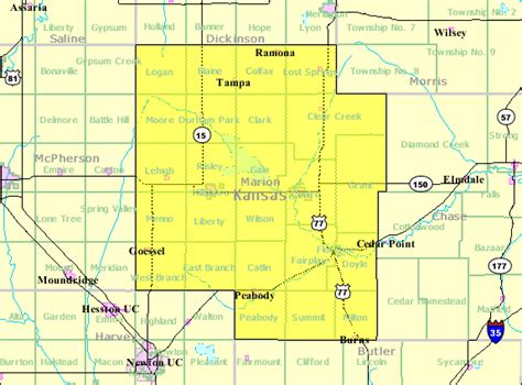 Image: Detailed map of Marion County, Kansas