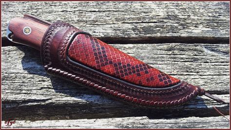 Leather Knife Sheath With Python Skin Inlay - Gun Holsters, Rifle Slings and Knife Sheathes ...