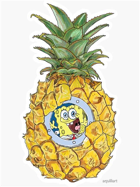 "Spongebob in pineapple" Sticker for Sale by aquillart | Redbubble