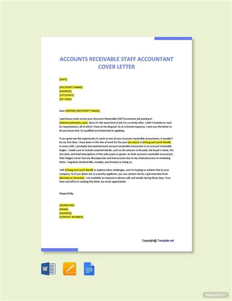 Accounts Receivable Staff Accountant Cover Letter in Word, Google Docs ...