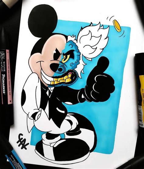 a drawing of mickey mouse is shown on the table