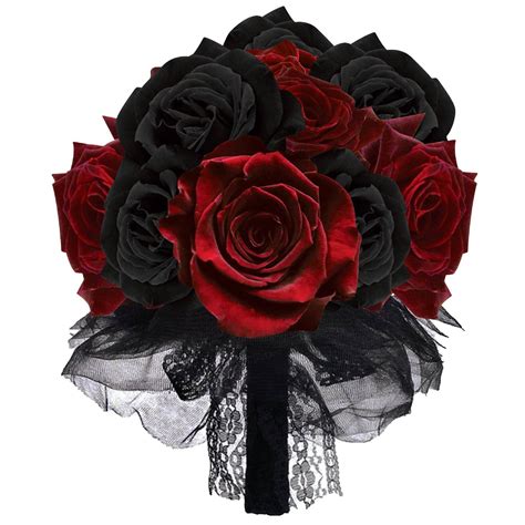 Gothic Rose Flower Bouquet, Red/Black, One Size, Wearable Costume Accessory for Halloween ...