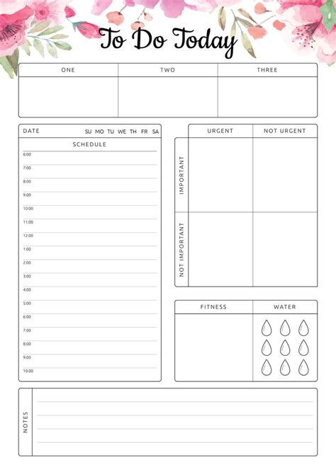 Printable To Do Today PDF Download | Daily planner pages, Planner pages, Planner template