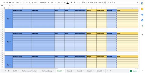 Workout Plan Template Google Sheets | EOUA Blog