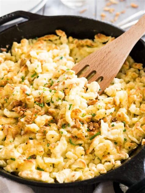 Cheese Spaetzle (Käsespätzle) is the German version of Mac and Cheese! Made with german egg ...