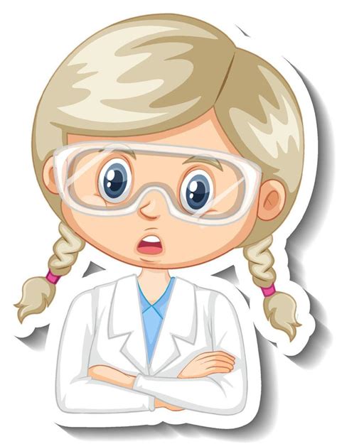 Scientist girl cartoon character sticker 3626988 Vector Art at Vecteezy