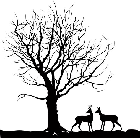 Animal deer over tree Forest landscape. Wild nature silhouette 512270 Vector Art at Vecteezy