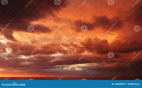 Sunset and red clouds stock image. Image of dramatic - 53860895