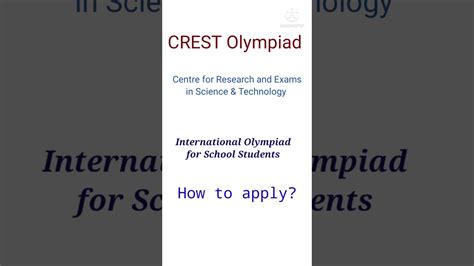 CREST Olympiad 2021-2022 / How to apply? / International Olympiad for ...