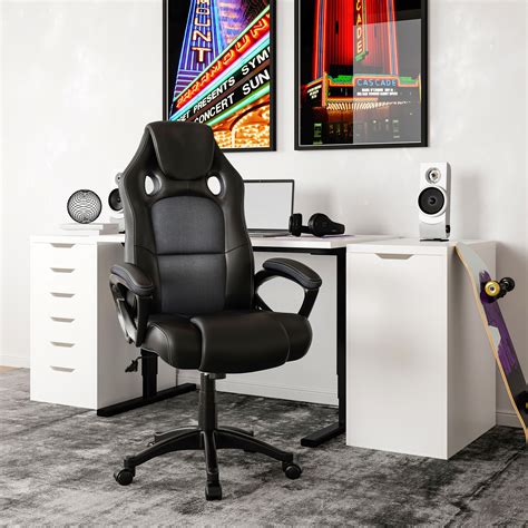 Lifestyle Solutions Akron Gaming Office Chair with Faux Leather, Gray - Walmart.com