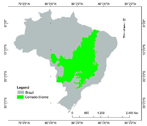 Brazil map highlighting the Cerrado biome [6]. Political Limit-Ministry... | Download Scientific ...